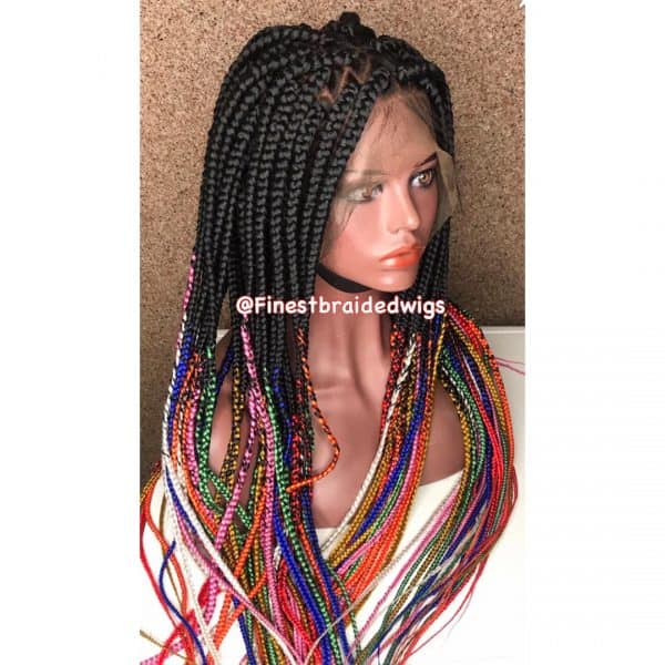 Box Braids Rainbow Tips 🌈 (Triangle Parting- FULL LACE Wig)