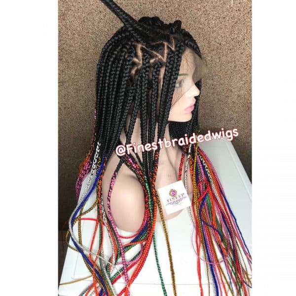 Box Braids Rainbow Tips 🌈 (Triangle Parting- FULL LACE Wig) - Image 7