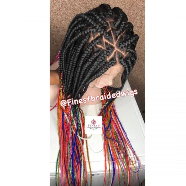 Box Braids Rainbow Tips 🌈 (Triangle Parting- FULL LACE Wig) - Image 6