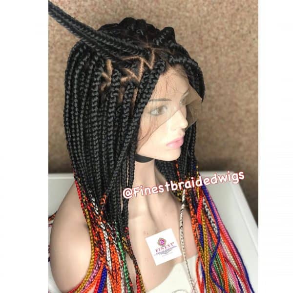 Box Braids Rainbow Tips 🌈 (Triangle Parting- FULL LACE Wig) - Image 4