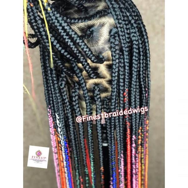Box Braids Rainbow Tips 🌈 (Triangle Parting- FULL LACE Wig) - Image 3