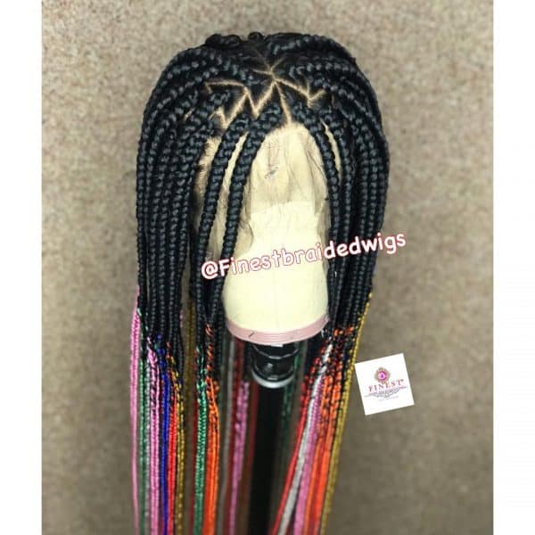 Box Braids Rainbow Tips 🌈 (Triangle Parting- FULL LACE Wig) - Image 2